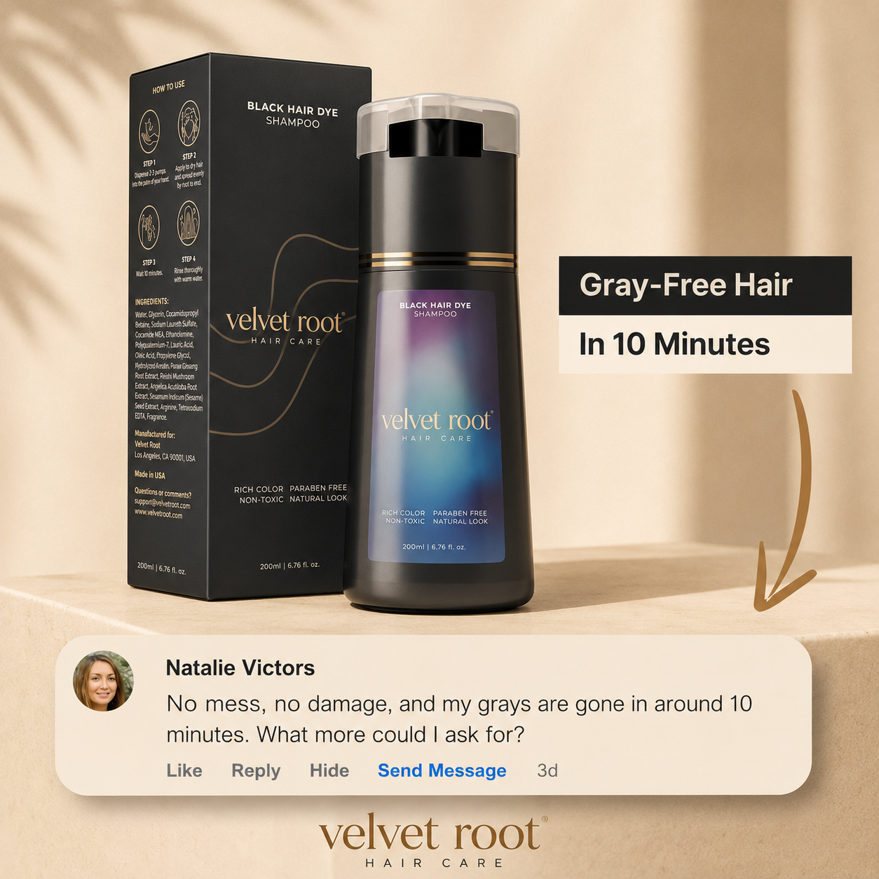 Velvet Root™ | Instant Hair Color Shampoo (Anti-Gray Formula)